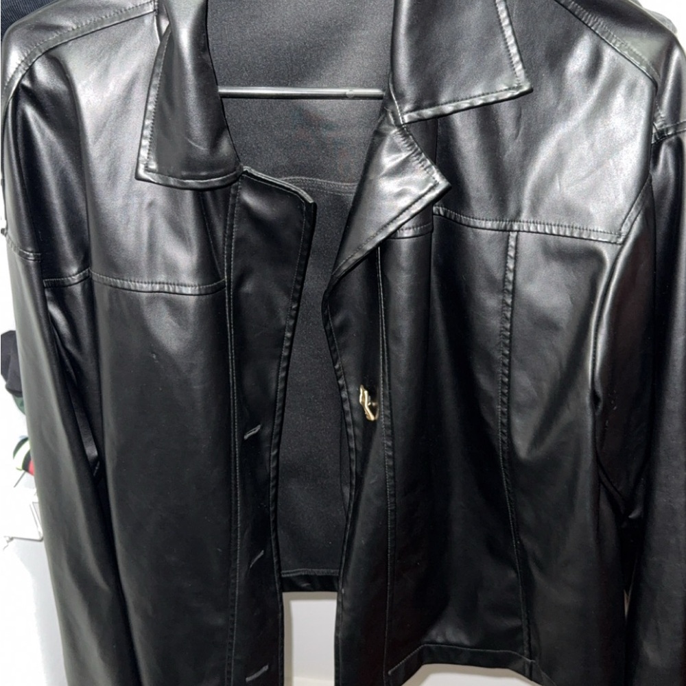 SHEIN Classic Black Leather Jacket
